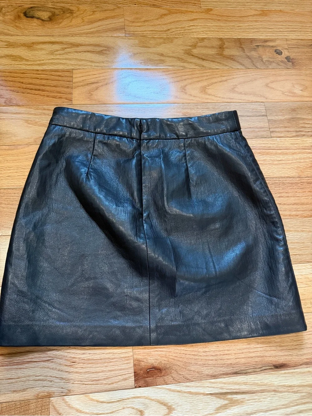 Aritzia Wilfred Patio Skirt Black Faux Leather Mini with Side Slit - Picture 5 of 7